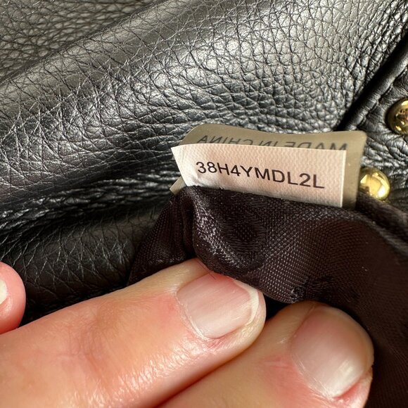 Michael Kors Black Pebbled Leather Studded Shoulder Bag 38H4YMDL2L Gold Hardware - Picture 7 of 15